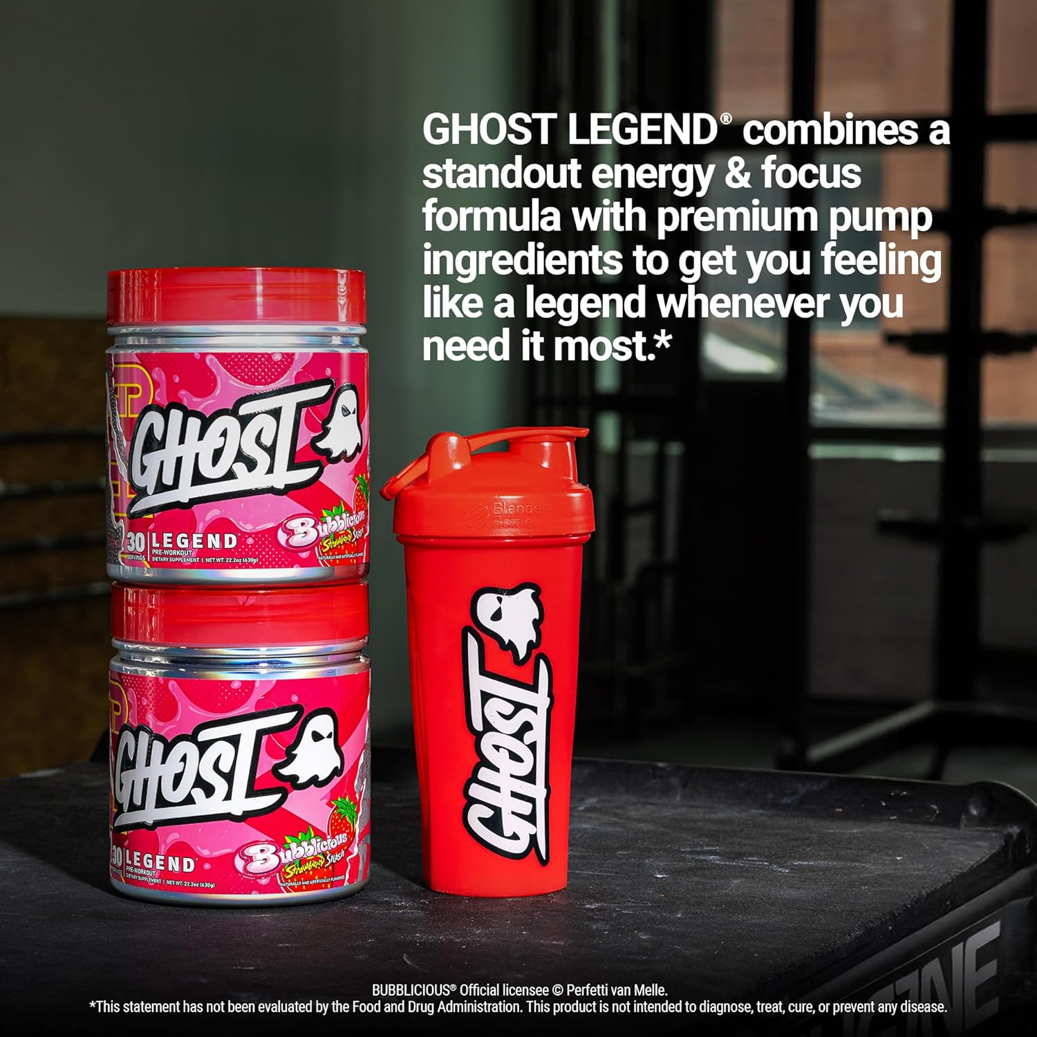 GHOST Legend Pre-Workout Powder, Bubblicious Strawberry Splash - 30 Servings – Pre-Workout for Men & Women with Choline, L-Citrulline, & Beta Alanine for Energy & Focus