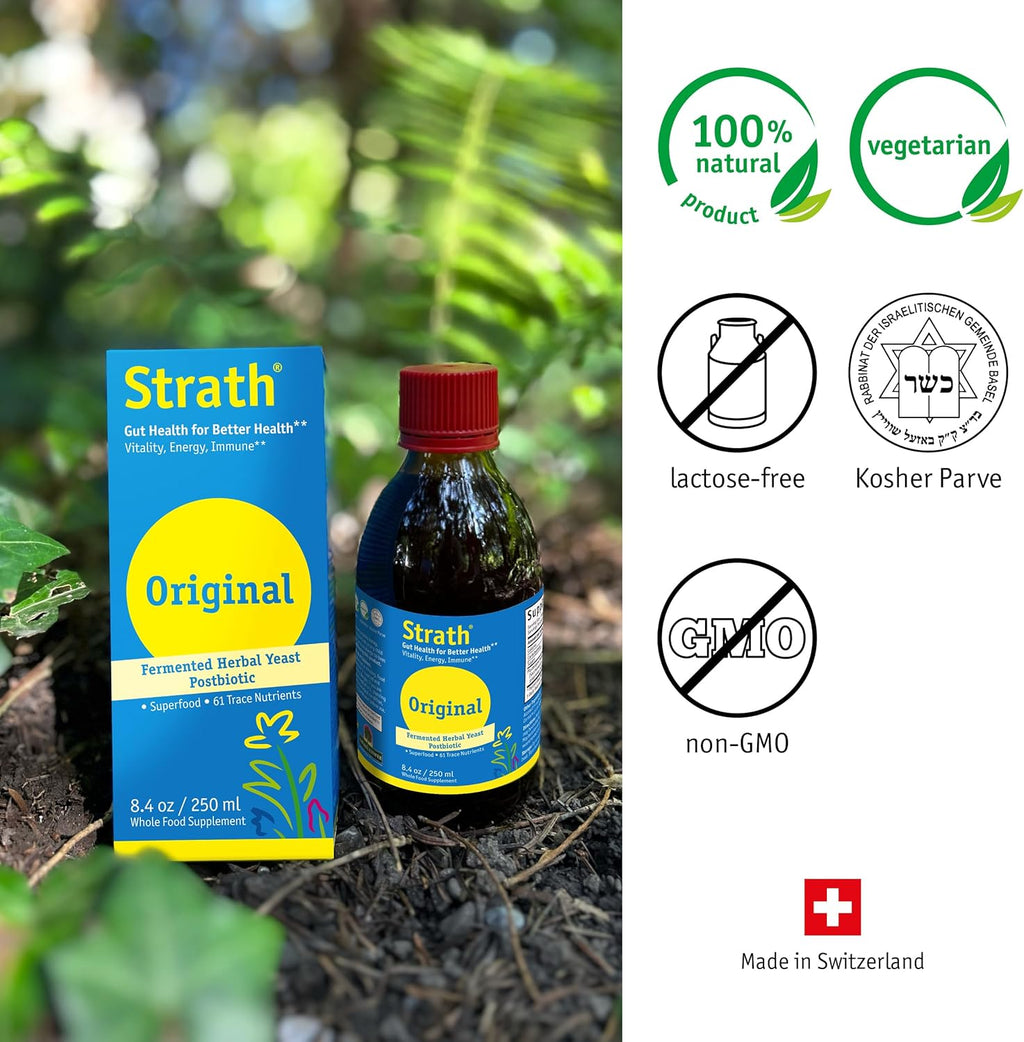 Strath Nutritional Yeast Liquid Syrup 8.4 Oz - Vegetarian, Lactose Free, Artificial Additive Free - Digestive Support, Nutrient Absorption - Unflavored Daily Supplement - Prebiotic and Postbiotic