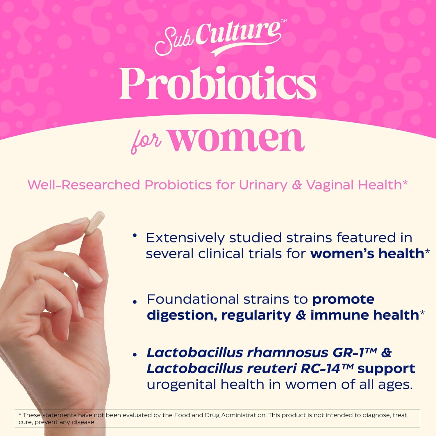 Enzymedica SubCulture Probiotics for Women, 50 Billion CFU, Vaginal & Urinary Health, Immune and Digestive Support, 30 Capsules, Pack of 2