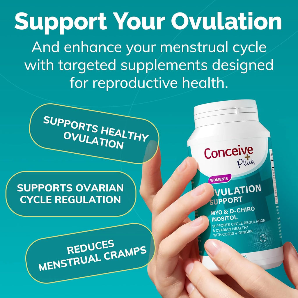 CONCEIVE PLUS Ovulation Support - Inositol Supplement | Myo-Inositol & D-Chiro Supplements | Hormone Balance for Women | COQ10, Folic Acid, Ginger | 30 Day Supply