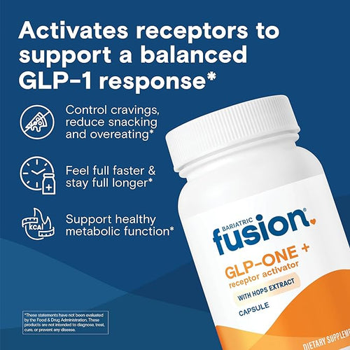 Bariatric Fusion GLP-1 Plus | GLP Activate Receptors to Feel Full Faster and Longer* | Natural Supplement with Copaiba and Hops Extract | Gluten Free and Vegan GLP1 Supplement | 30 Capsules