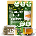 TOG999, Premium 120 Holy Basil Leaf Tea Bags, 100% Natural & Pure, Loose Leaf Herbal Tea. Holy Basil Leaf Tea. No Sugar, No Caffeine, No Gluten, Vegan.