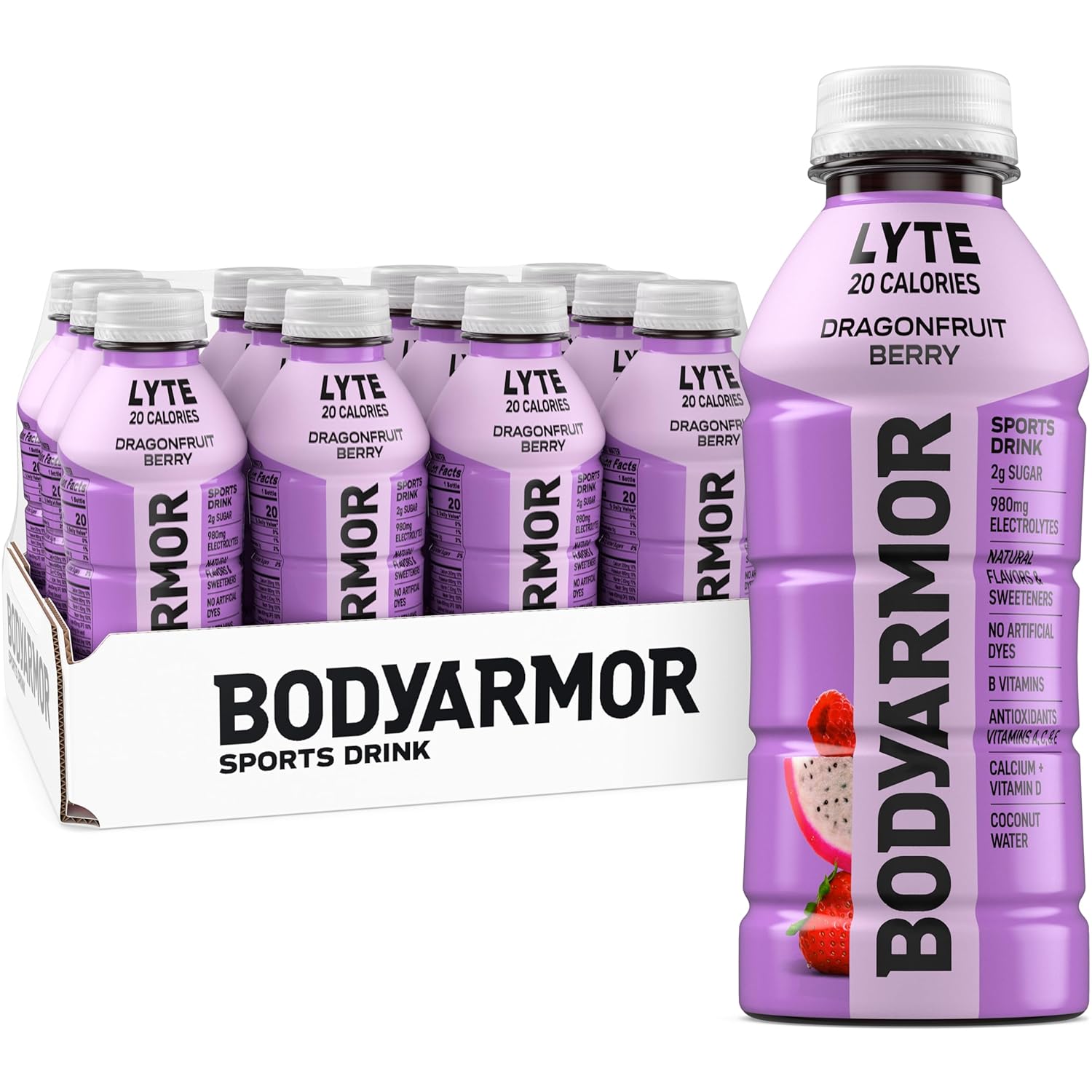 Drink Low-Calorie Sports Beverage, Dragonfruit Berry, Coconut Water Hydration, Natural Flavors With Vitamins, Potassium-Packed Electrolytes, Perfect For Athletes, 16 Fl Oz (Pack of 12)