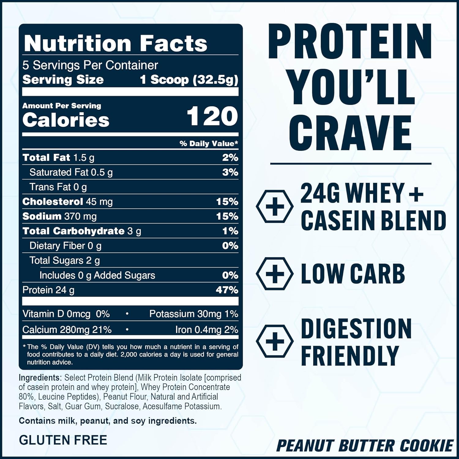 PEScience Select Protein Powder, Whey and Casein Blend, Clean Protein Powder for Women and Men, Low Calorie, Low Carb, Keto Friendly, Gluten Free, Peanut Butter Cookie, 5 Servings