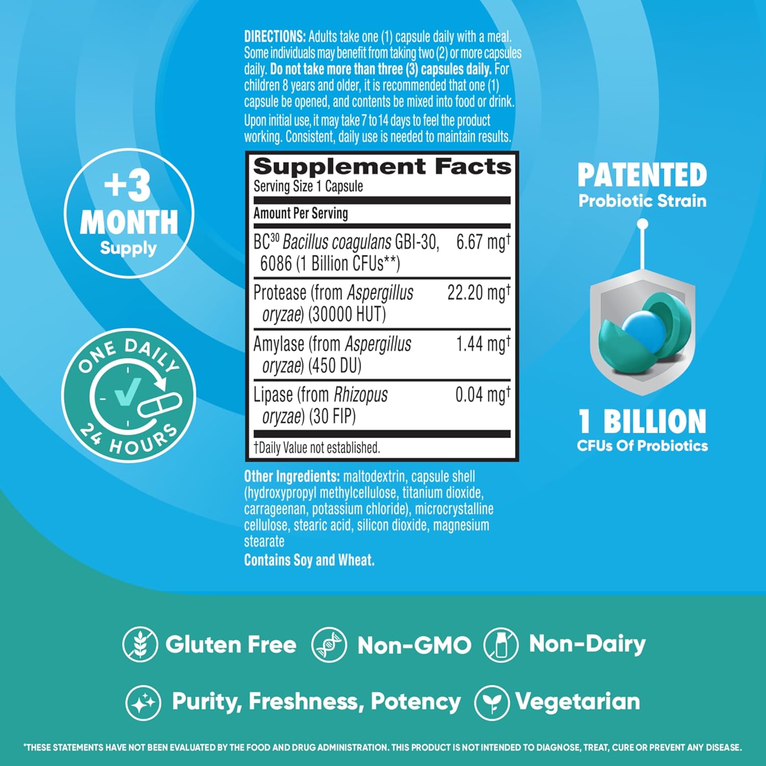 IBS Daily Probiotic Capsules for Digestive Health & Gut Health, Digestive Advantage Probiotics For Men and Women (96 count box) - Digestible Enzymes