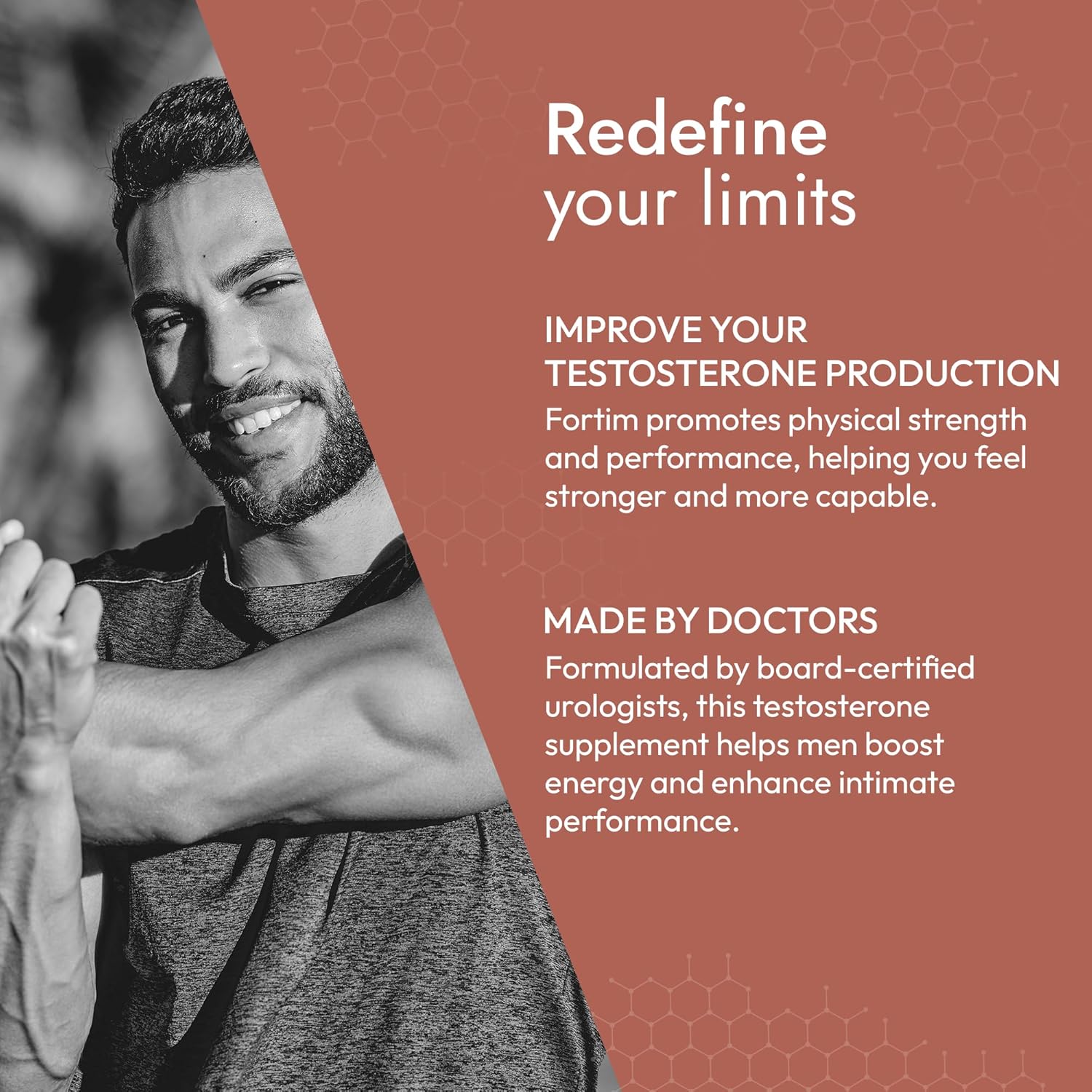 Fortim - Testosterone Support Supplement | Made by Doctors | for Vitality and Hormonal Health | with Fenugreek, L-Citrulline, Tongkat Ali | for Energy, Endurance, and Stamina | 60 Capsules