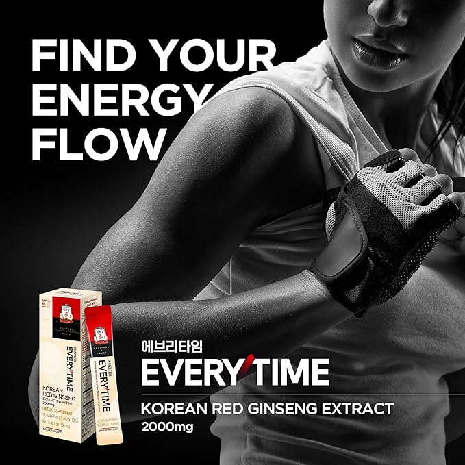 JUNG KWAN JANG Everytime Korean Red Ginseng Extract Stick 2,000mg Signature - Adaptogen Energy Drink, Liquid Stick Supplements with Propolis - Energy Boost & Immune Support, Caffeine Free (30 Sticks)