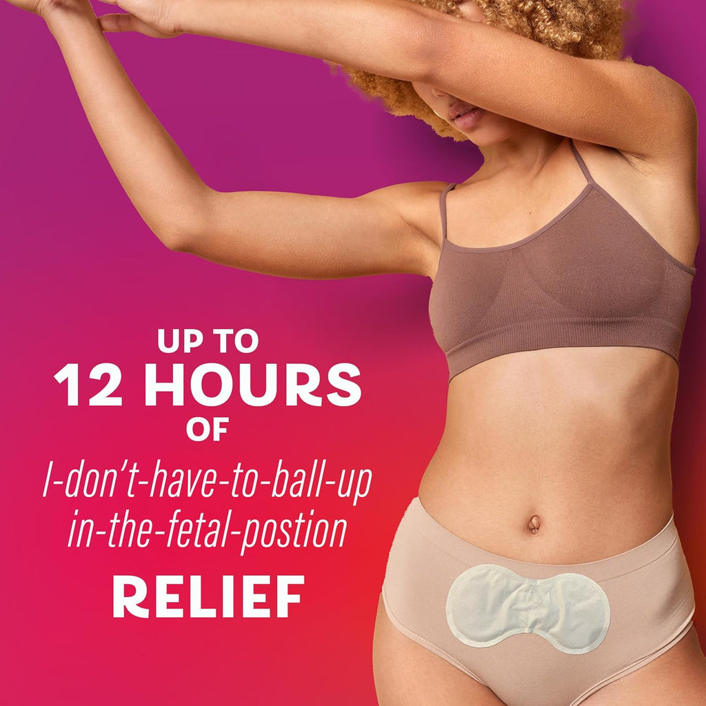 Pamprin Heat Relief Menstrual Patches for Portable Menstrual Pain Relief of Cramps and backaches, 3 Count