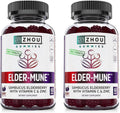 ZHOU Elder-Mune Elderberry Gummies - Black Elderberry, Vitamin C, & Zinc, Daily Immune Support Supplement for Women & Men, Natural Chews for Adults & Children 4 & Up - 60 Gummies (2 Pack)