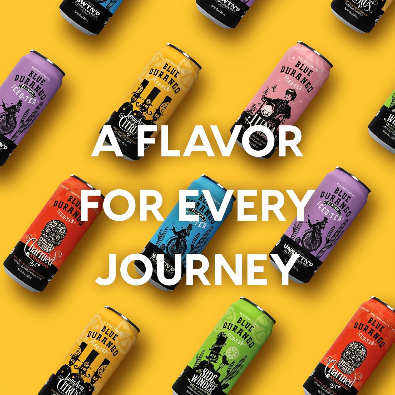 Blue Durango Iced Tea - Long Arm Citrus - Black Tea, Lemon, Prickly Pear, Pomegranate - Low Sugar, Non-GMO, No Artificial Sweeteners, Gluten-Free - All Natural Ingredients - 16 oz Cans (12 Pack)