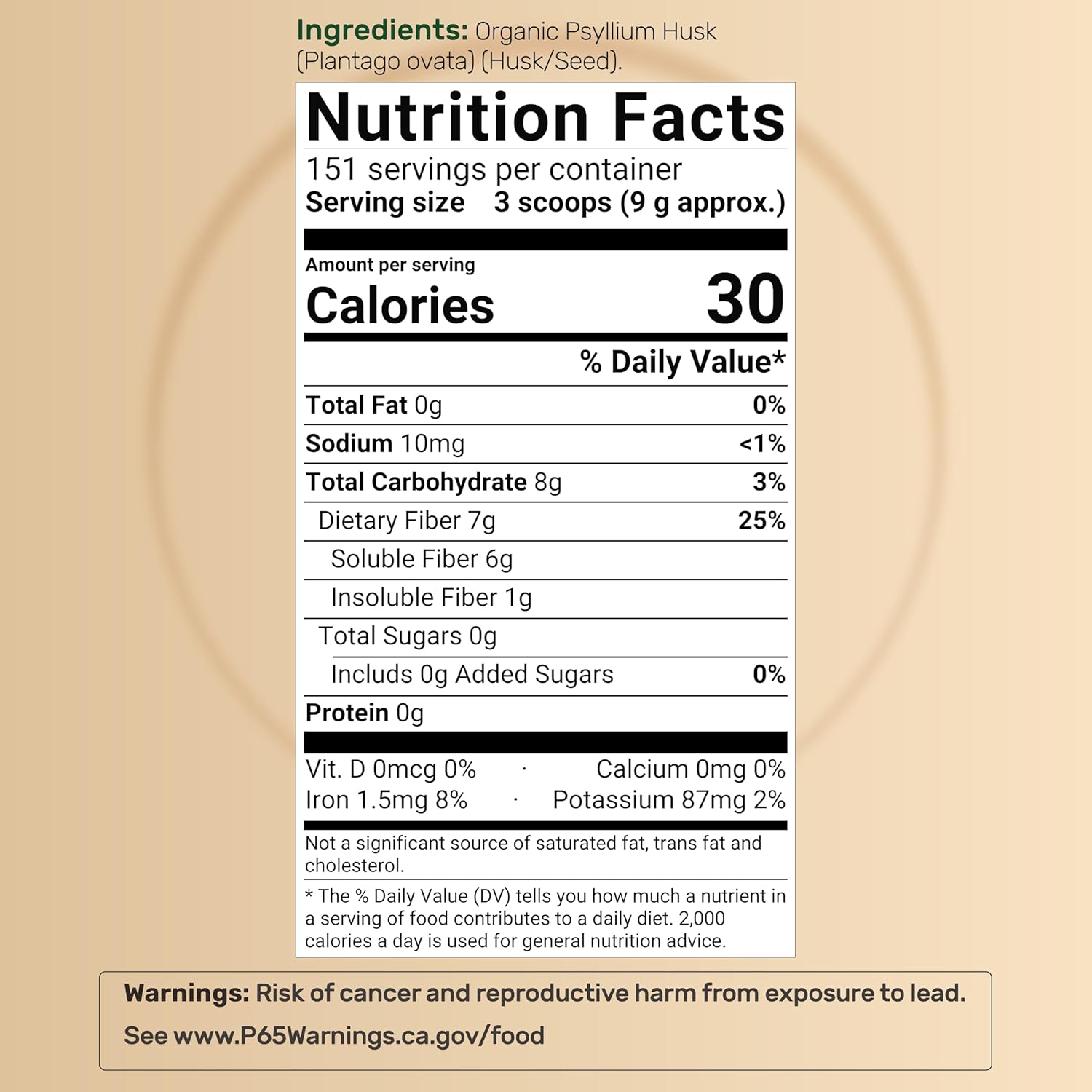 NatureBell Psyllium Husk Fiber Supplement, 9,000mg Per Serving, 3lb (48oz) Powder | Organic Soluble Fiber for Digestive & Gut Health | Plant-Based, Unflavored, Non-GMO, Gluten-Free
