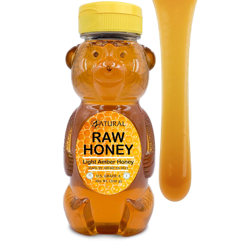 Zatural 100% Pure, Raw & Unfiltered Honey - Delicous Taste, Easy To Use Bear Bottle (12 Ounces)