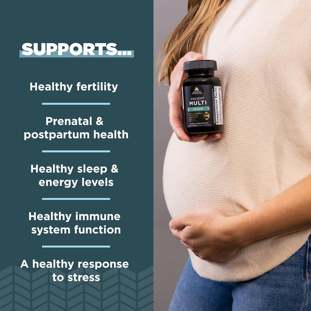 Ancient Nutrition Prenatal Vitamins, Multivitamin for Women with Vitamin C, B12, Magnesium and Folate, Supports Pregnancy and Fertility Health, 90 Ct