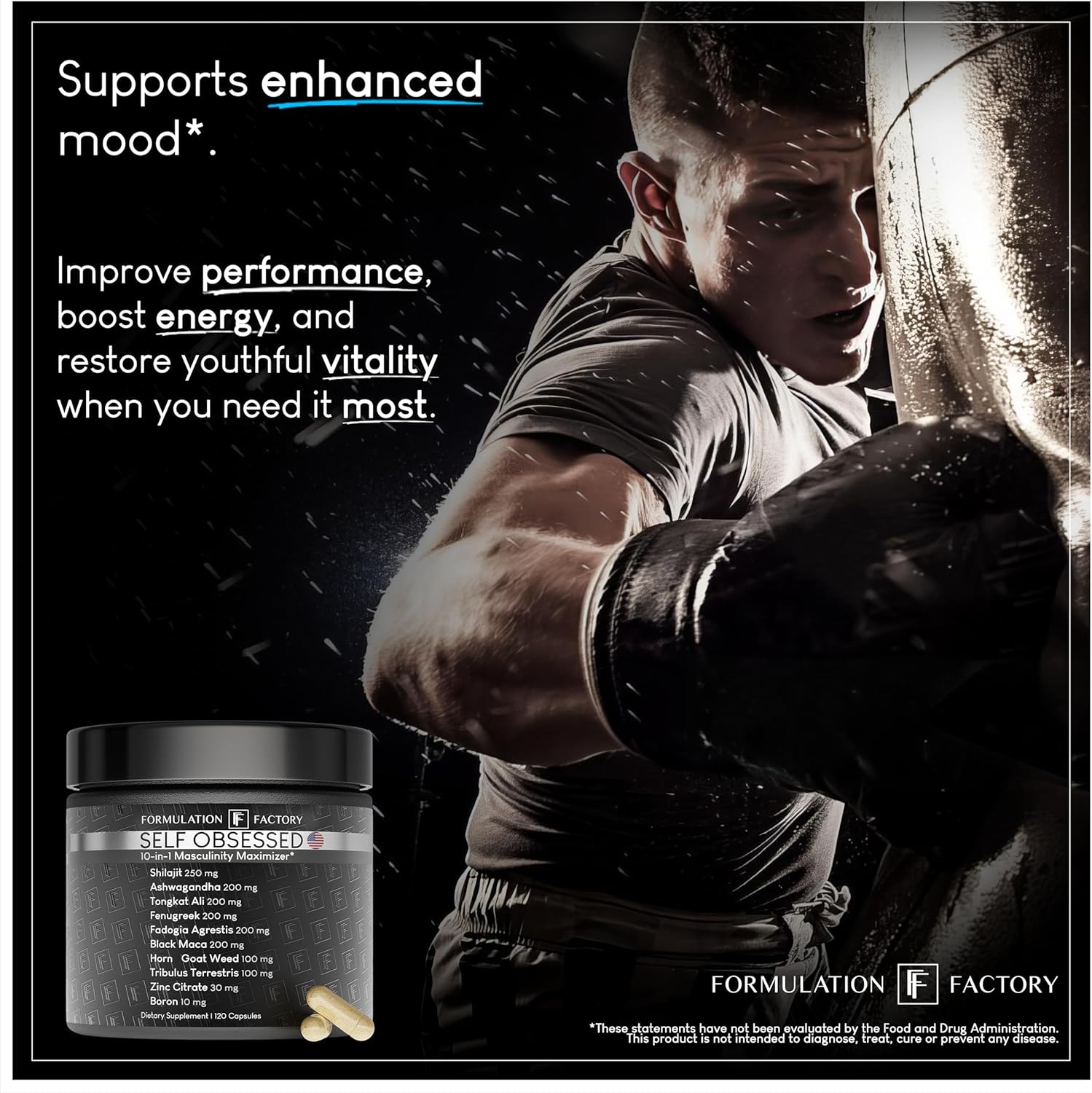 Self Obsessed 10 in 1 Masculinity Maximizer Supplement, Shilajit for Men, Tongkat Ali, Ashwaganda, Fenugreek & More, Muscle Growth, Energy Management, Strength, 360 Count (Pack of 3)