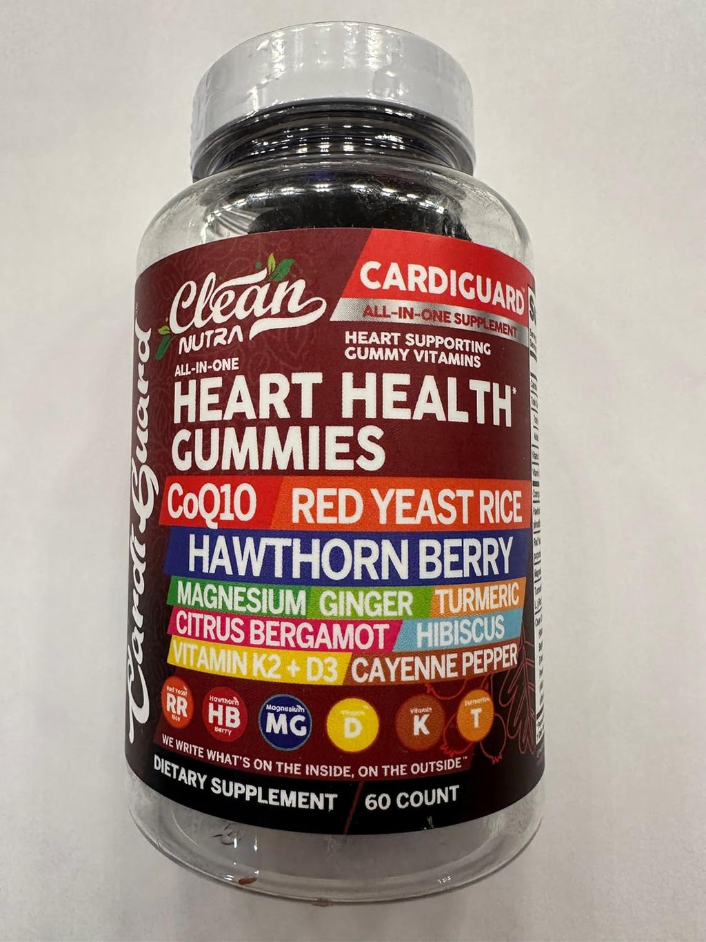 Clean Nutraceuticals Coq10 Gummies | Red Yeast Rice Hawthorn Berry Ginger Turmeric Citrus Bergamot Hibiscus Vitamin K2+D3 Magnesium Glycinate Cayenne Pepper Fenugreek Orange Flavor CardiGuard