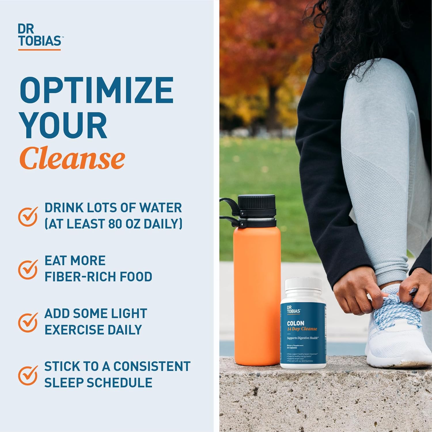 Dr. Tobias Colon 14 Day Cleanse, Advanced Gut Cleanse Detox for Women & Men with Cascara Sagrada, Psyllium Husk, Senna Leaf & Probiotics, Non-GMO Colon Cleanse, 24 Capsules, 1-2 Daily