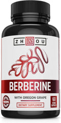Zhou Berberine with Oregon Grape - Berberine Supplement for Women & Men, Gut Health, Metabolic Function, Berberine 1000mg Per Capsule - 60 Vegetarian Capsules (Pack of 1)