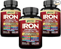 Iron Supplement, Slow Release Iron, Probiotics, Spirulina, Turmeric, Vitamin B6, Methylated B12, Vitamin C, Zinc, Beetroot, Nettle Leaf, Dandelion Root, Black Pepper, Extra Strength, 60 Capsules 3Pack