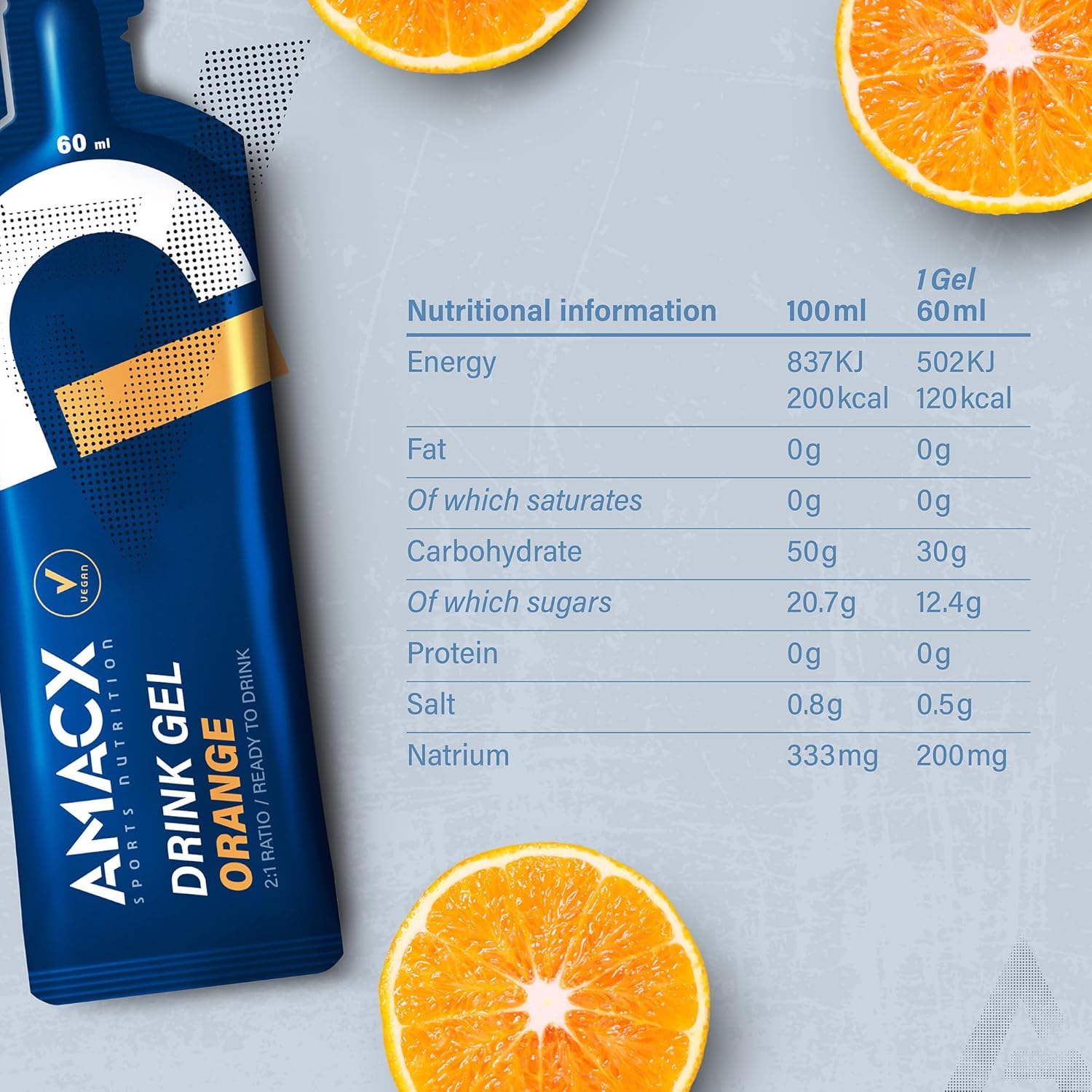 Energy Gel with Electrolytes for Intensive Training – 12 x 60ml – Vegan Carb Gel, Gluten Free Sports Nutrition – Running Gels for Marathon, Cycling & Endurance Training – Orange