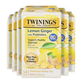Twinings Superblends Probiotics+ Lemon & Ginger Flavoured Herbal Tea with Turmeric, Naturally Caffeine-Free, 18 Tea Bags (Pack of 6), Enjoy Hot or Iced, 108 Teabags