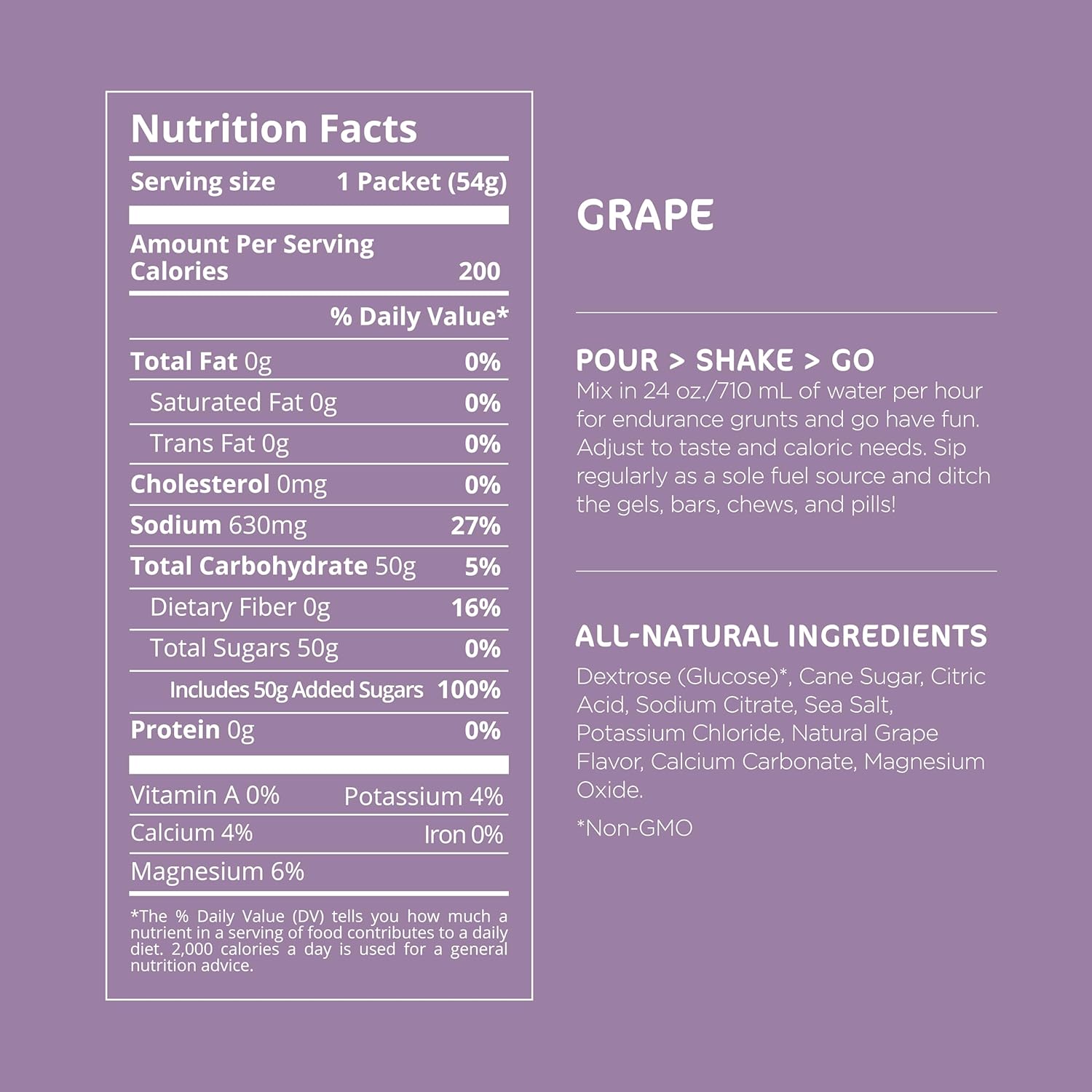 Tailwind Nutrition Endurance Fuel, Sports Drink Powder Single Serving with Electrolytes, Non-GMO, Free of Soy, Dairy, and Gluten, Vegan-Friendly, Grape, Pack of 12