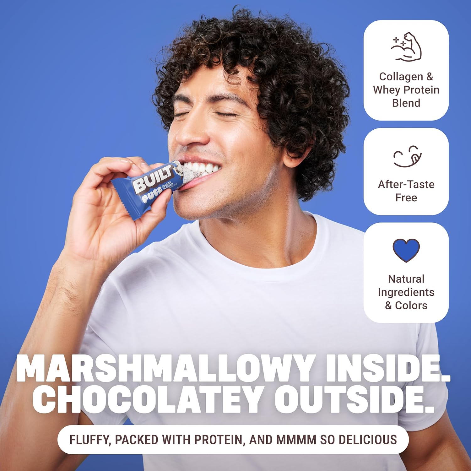 Built Bar, Puff Protein Bars, Cookies 'N Cream Puff, 17g Protein Snacks, On-The-Go Bars, Only 140 Calories, 7g Sugar, Collagen, Not Gluten Free, 12 Count