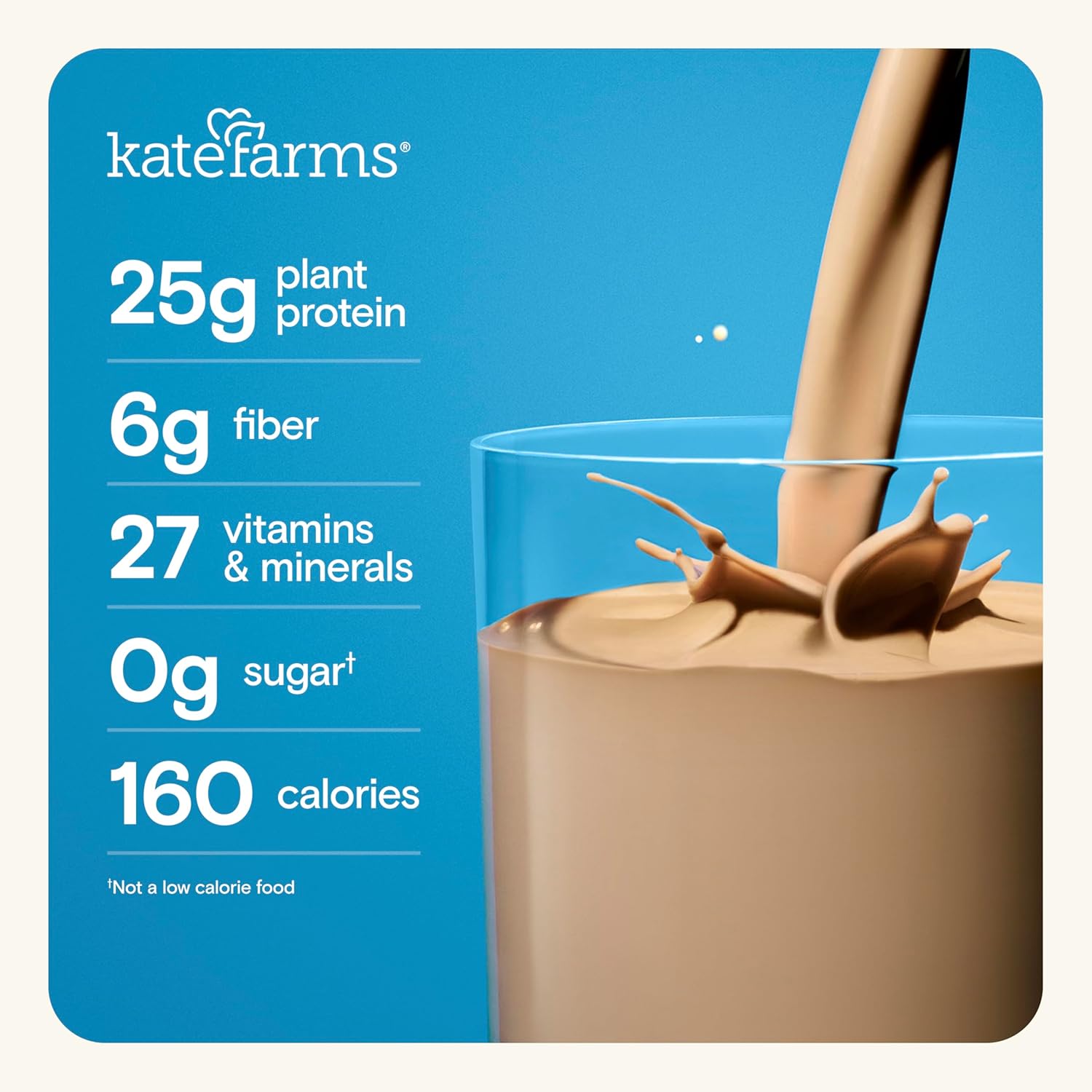 KATE FARMS Organic High Protein Chocolate Nutrition Shake, 25g Protein, 6g Fiber, 27 Vitamins and Minerals, 0g Sugar, Protein Drink, 11 oz (6 Pack)