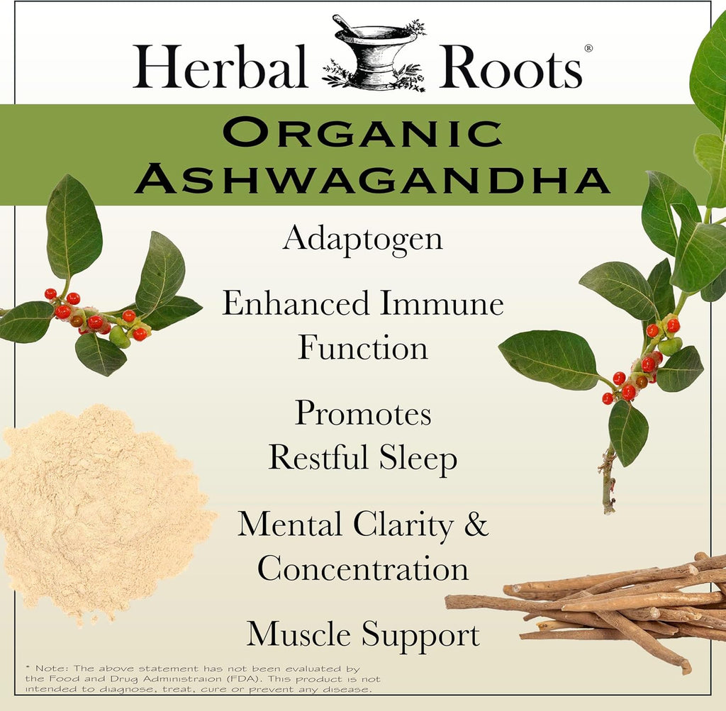 Herbal Roots Mood Duo, Organic St. John's Wort and Ashwagandha Supplement, Natural Mood Support, Non-GMO