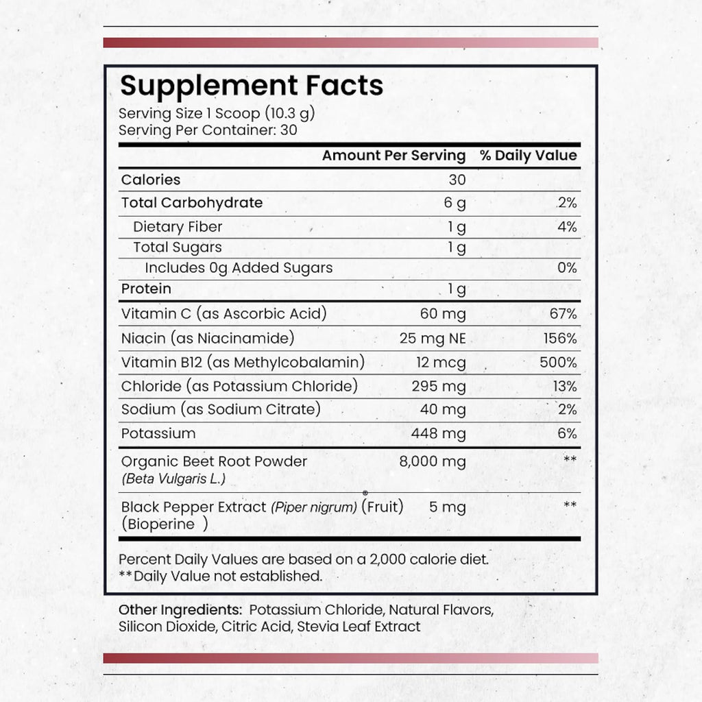 Nature's Pure Blend Organic Beet Root Powder – Nitric Oxide Booster L-Arginine – Liquid Beets for Blood Flow Circulation & Energy – Pre-Workout Endurance Support – 8,000 MG