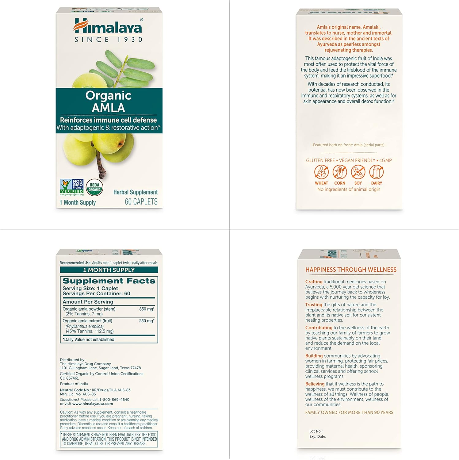 Himalaya Organic Amla Natural Antioxidant for Immune Support, 60 Caplets, 1 Month Supply