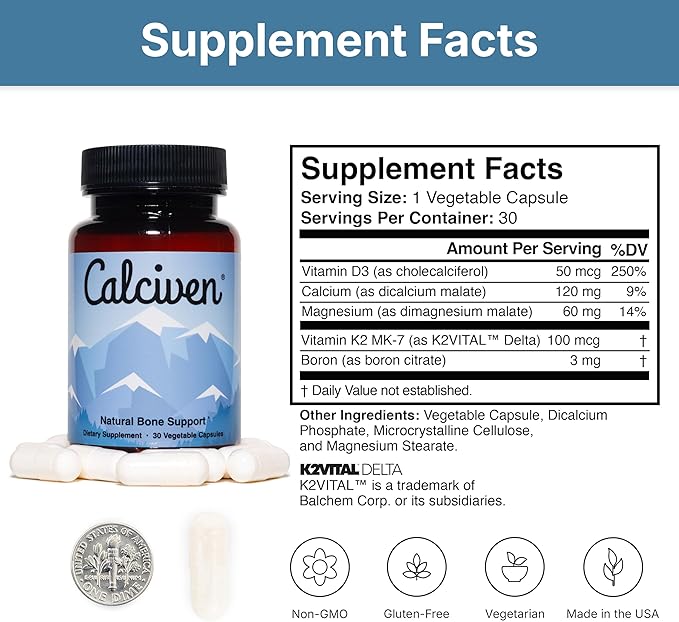 Natural Bone Support Supplement - Non-GMO, Gluten-Free