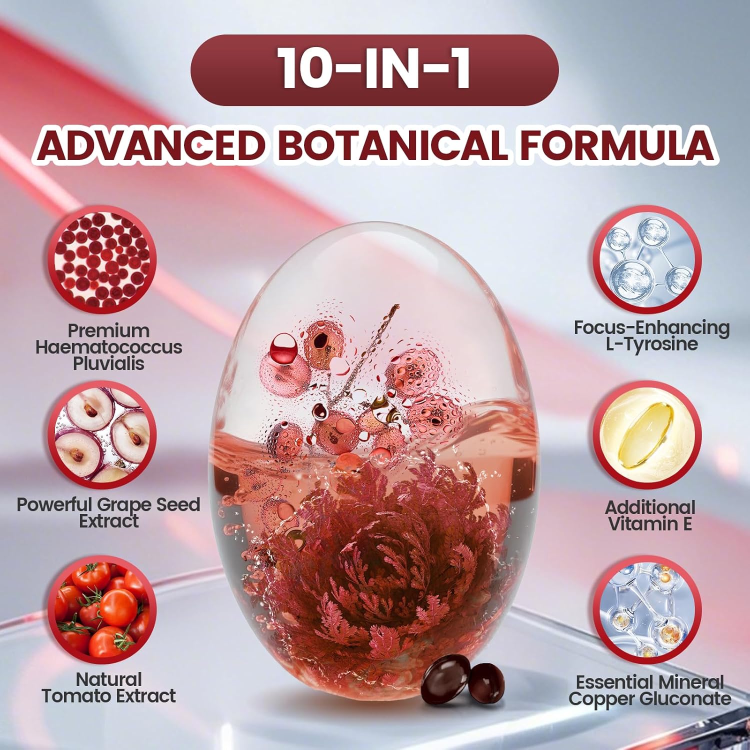 Astaxanthin 12mg, 720 Softgels, Fresh Haematococcus Pluvialis 10 in 1 Astaxanthin Antioxidant Supplements, Contains Lycopene, Grape Seed, Vitamin E, & More Supports Eye, Joints, Skin Health, 3 Bag