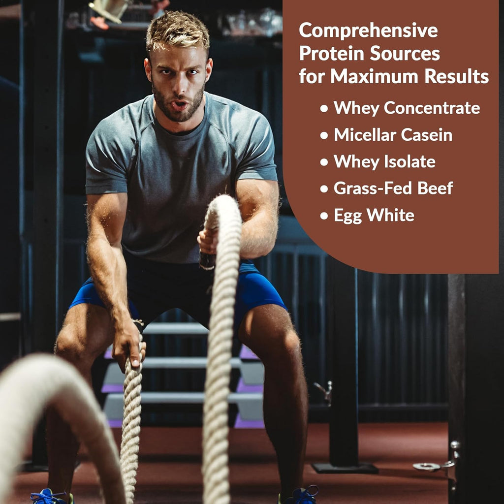 Granite Nutrition Protein Powder - Premium 5-Source Blend (Whey, Casein, Egg, Grass-Fed Beef) for Lean Muscle and Recovery - Rich Chocolate, 30 Servings