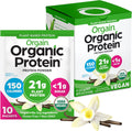 Orgain Organic Vegan Protein Powder, Vanilla Bean - 21g Plant Protein, 5g Prebiotic Fiber, Low Carb, No Lactose Ingredients, No Added Sugar, Non-GMO, For Shakes & Smoothies, 10 Travel Packs
