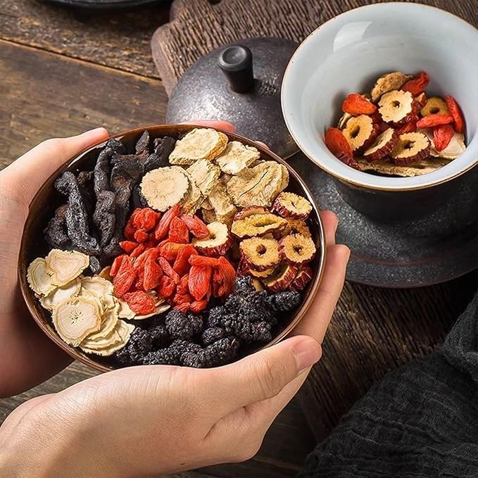 Ginseng & Mulberry Herbal Tea,Ginseng Five Treasures Tea, Kidney Formula Six Treasure Teas, Wolfberry Mulberry Herbal Goji Berry Red Date Teas Formula Traditional Chinese Blend (10bags)