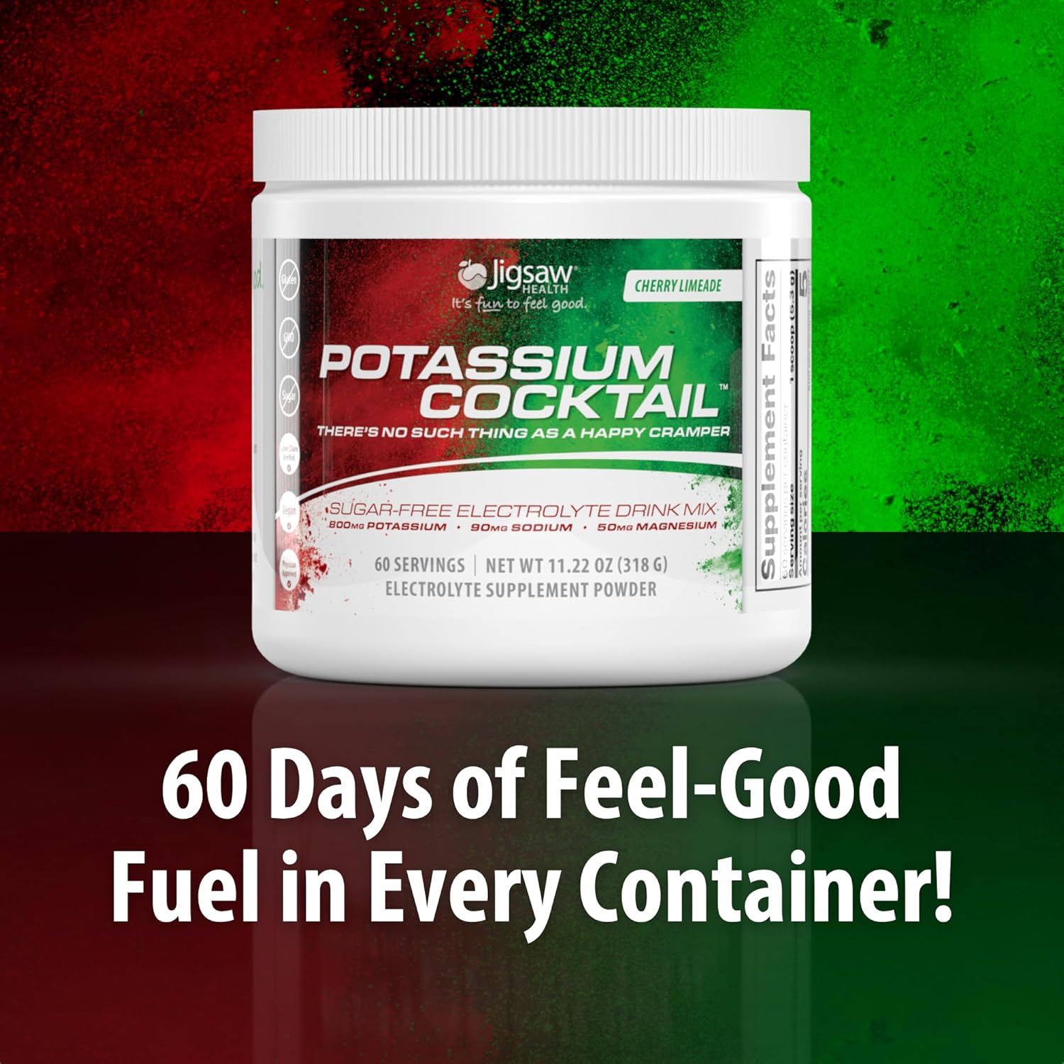 Jigsaw Health Potassium Cocktail | Formerly Pickleball Cocktail | Cherry Limeade Flavor | 60 Servings (Jar)