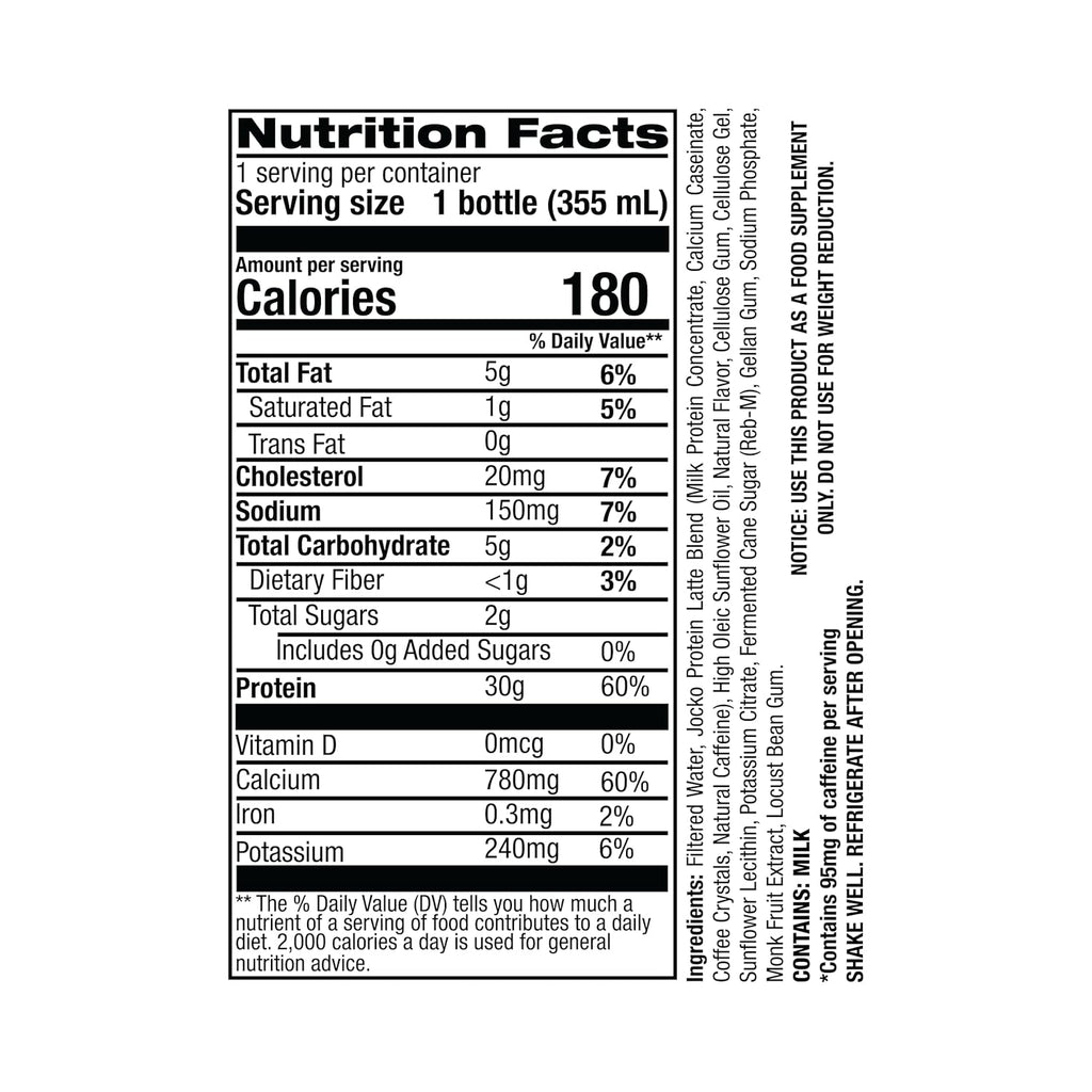 Jocko Fuel Mölk 30g Grass Fed Protein Shakes - No Added Sugar Protein Drinks KETO Friendly - Ready to Drink 12 FL Oz (Pack of 12) Sweet Cream Coffee