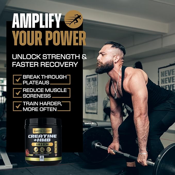 Creatine HMB Supplements for Men and Women w/Essential Amino Acids | EAA & BCAA Powder Mix | Creatine Monohydrate Powder and HMB | EAAS & BCAAS | Made in USA & 3rd Party Tested