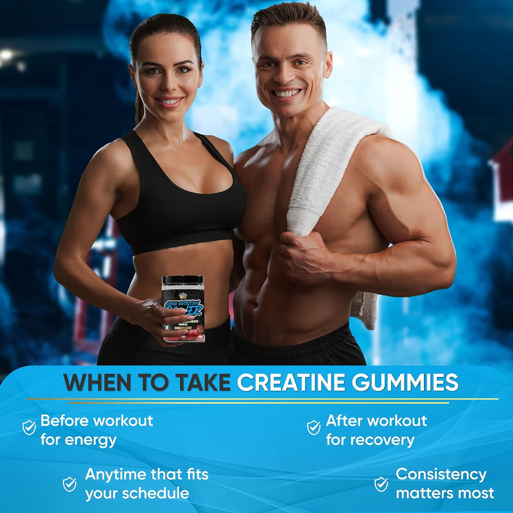 Creatine Monohydrate Gummies 5g for Men & Women | 1.25g Creatine per Gummy for Muscle Growth, Endurance, Recovery, & Focus | Vegan, Non-GMO, Gluten-Free | Strawberry-Watermelon Flavor | 120 Count