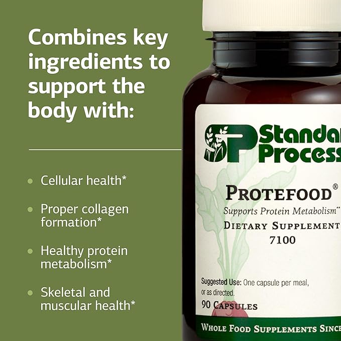 Standard Process Protefood - Protein Metabolism Support Supplement - Aids Bone & Immune Health - Whole Food-Based Supplement for Cellular Health Support - Includes Calcium & Vitamin C - 90 Capsules