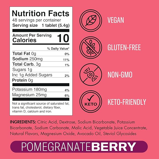 Plink! Fizzy Electrolyte Tablets for Adults & Kids – Pomegranate Berry, 48ct – Family-Friendly Daily Hydration – Low Sugar, Vegan, Keto Friendly, Non-GMO