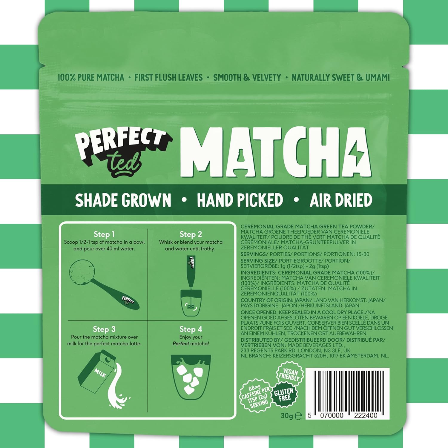 Perfect Ted Powder | Organic Matcha 30g | Organic Ceremonial Grade Matcha | Japanese Matcha Tea Powder | Matcha Fuel | (30 Servings)