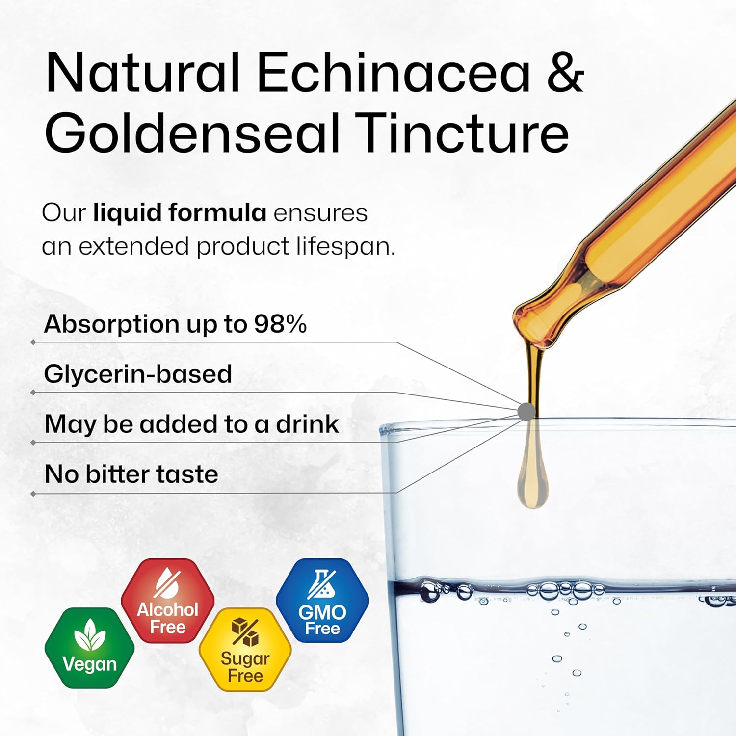 BIO KRAUTER Echinacea and Goldenseal Root Liquid Extract - Natural Immune Support - Echinacea Drops with Goldenseal - Vegan, Alcohol & Sugar Free Tincture - 4 Fl.Oz.