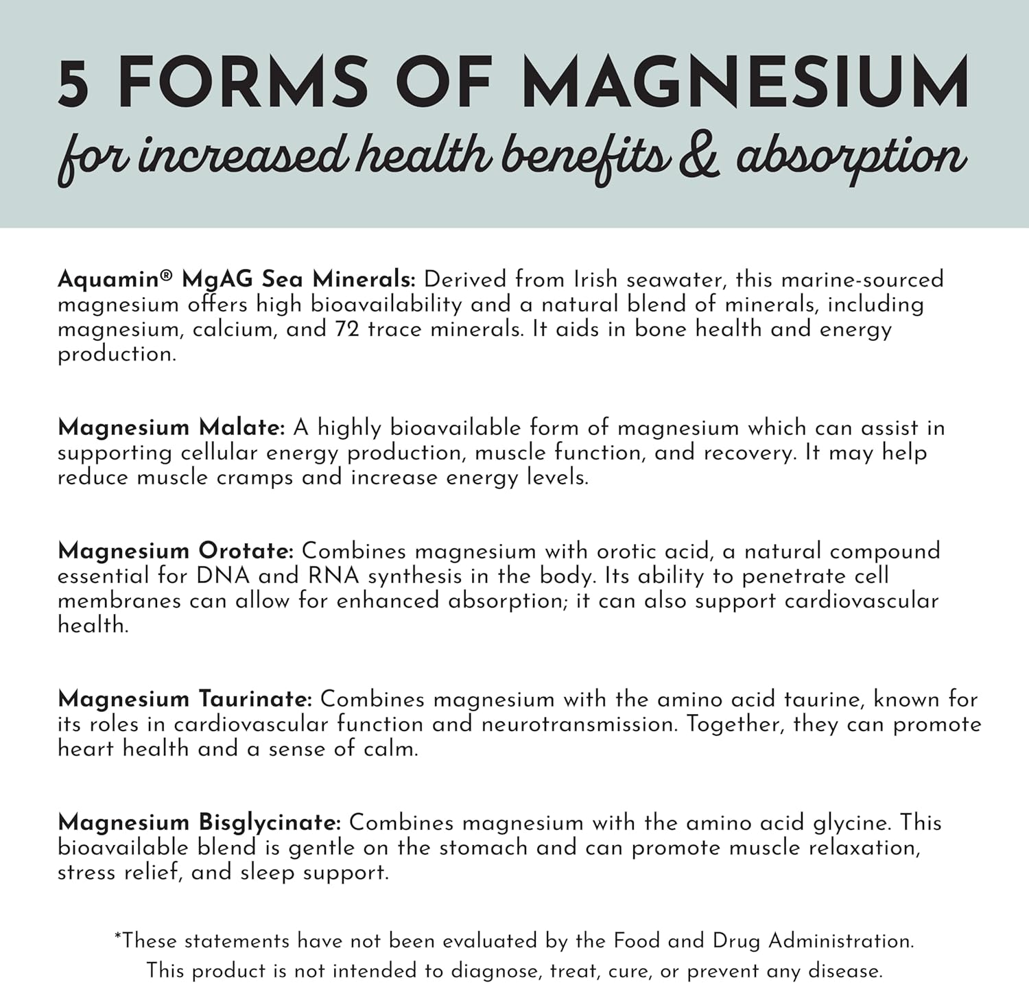 Magnesium Complex – 60‑Capsule Five Bioavailable Magnesium Forms (Aquamin® Sea Minerals, Malate, Orotate, Taurate, Bisglycinate) – Supports Relaxation, Sleep, Mood, Heart & Nervous System