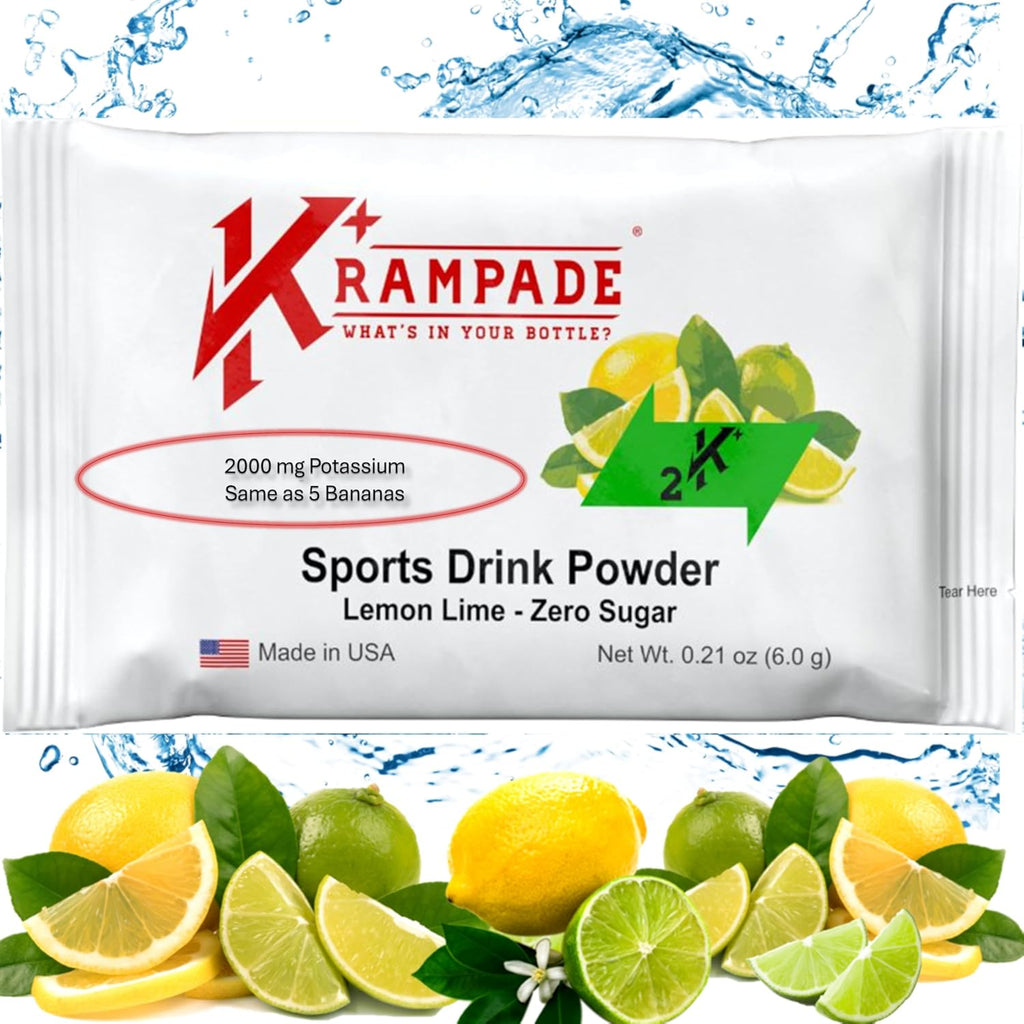 Electrolytes Powder Potassium Supplement - 2000 mg K+, >2X More Than Coconut Water | Cramp Relief and Prevention | Hydration Powder Packets