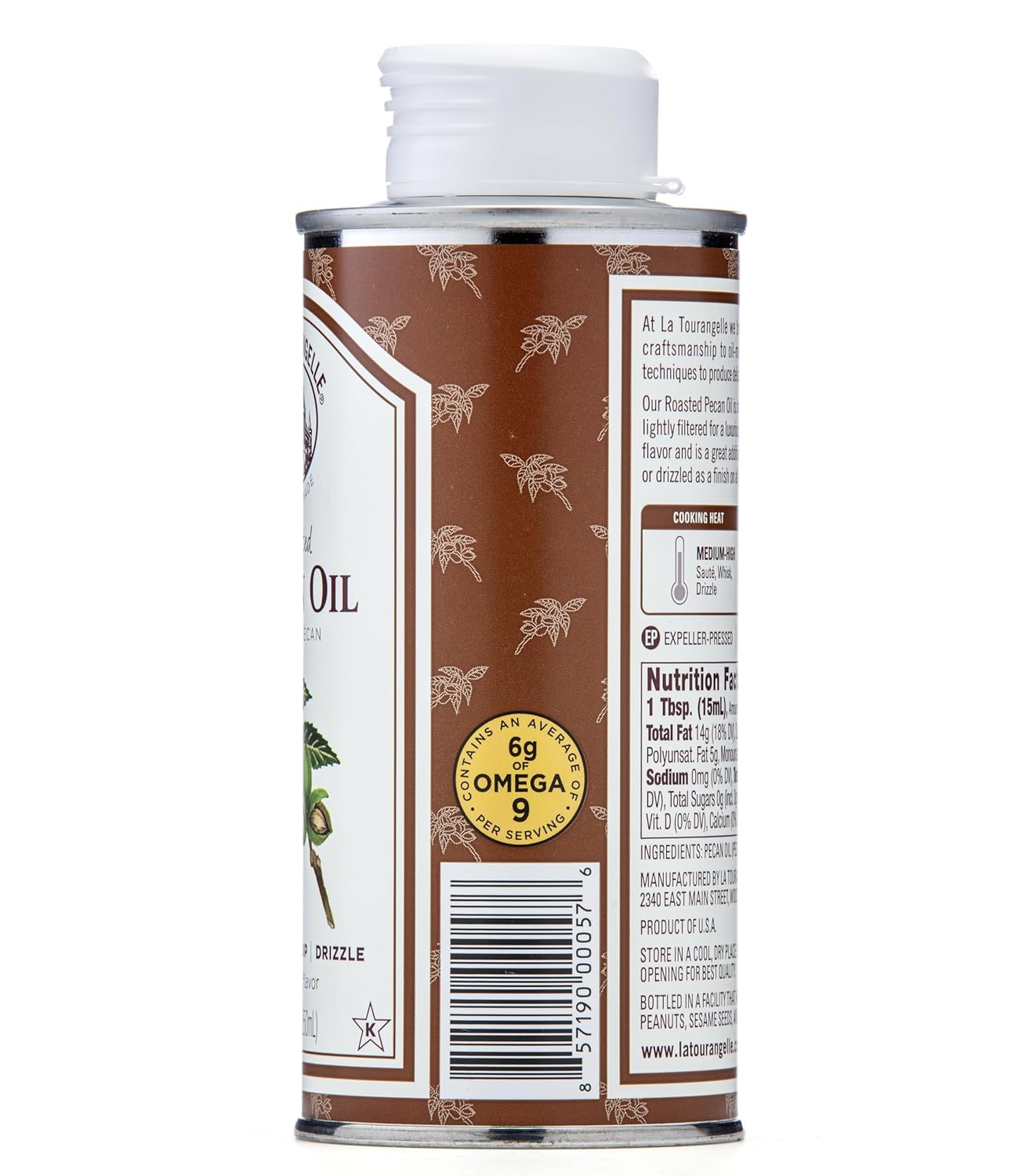 La Tourangelle Roasted Pecan Oil for Cooking, Baking, Butter Substitute, Pasta, Vinaigrettes, Stir Fry, 8.45 Fl Oz