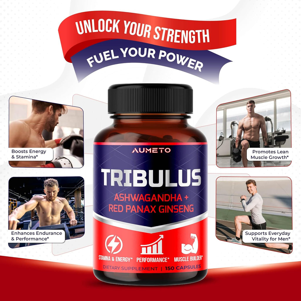 Tribulus Terrestris 98% Saponins - Enhanced 12-in-1 Formula with Yohimbine, Red Panax Ginseng, Ashwagandha for Boosting Energy, Stamina & Endurance* - Made in The USA