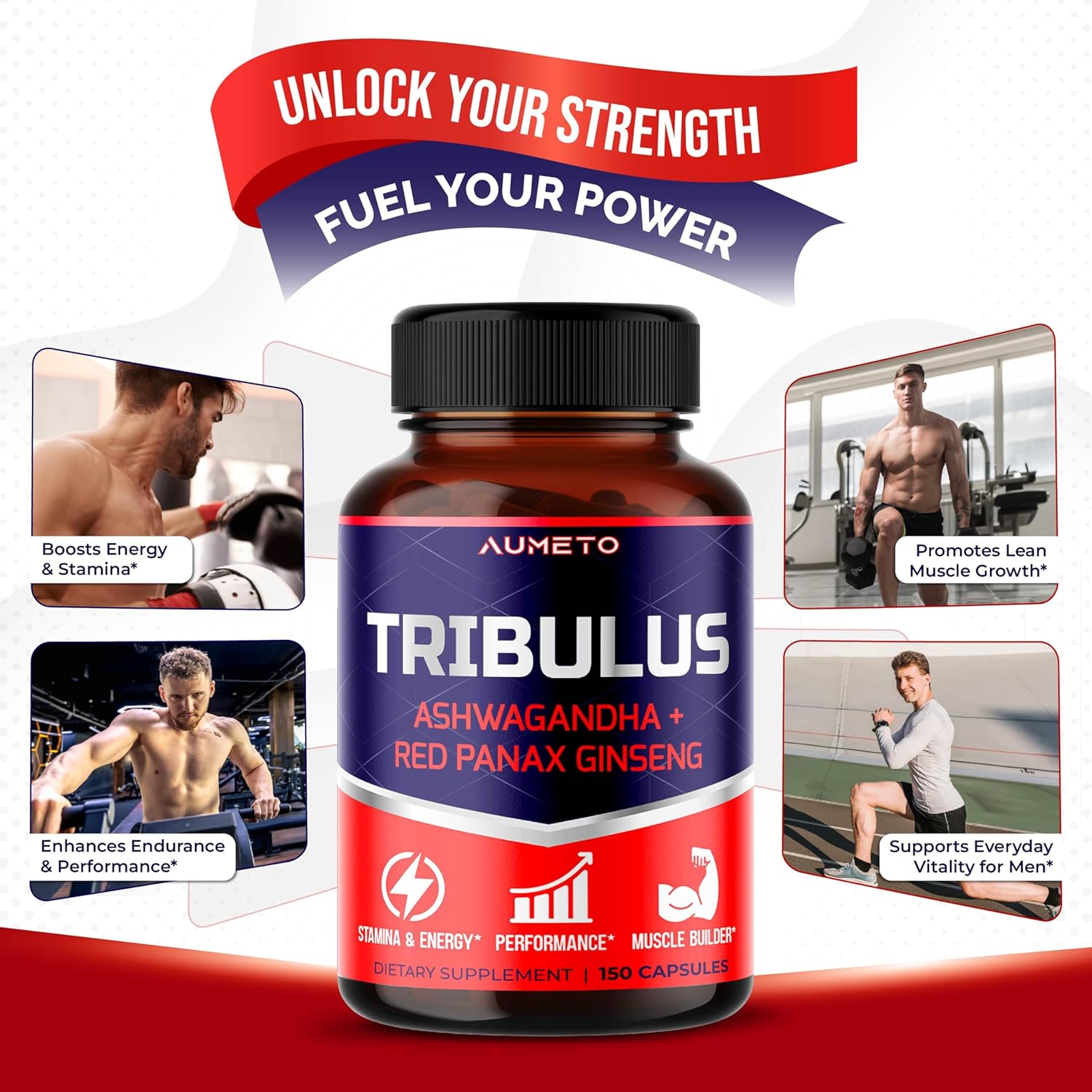 Tribulus Terrestris 98% Saponins - Enhanced 12-in-1 Formula with Yohimbine, Red Panax Ginseng, Ashwagandha for Boosting Energy, Stamina & Endurance* - Made in The USA