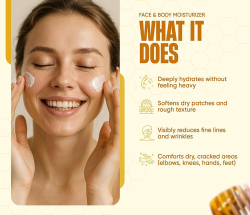 Beef Tallow for Skin with Honey - Grass Fed Beef Tallow for Face Wrinkles - Hydrating Cream Face and Body Moisturizer with Raw Honey and Olive Oil for Dry Skin, Hands, Feet - 4.4 oz