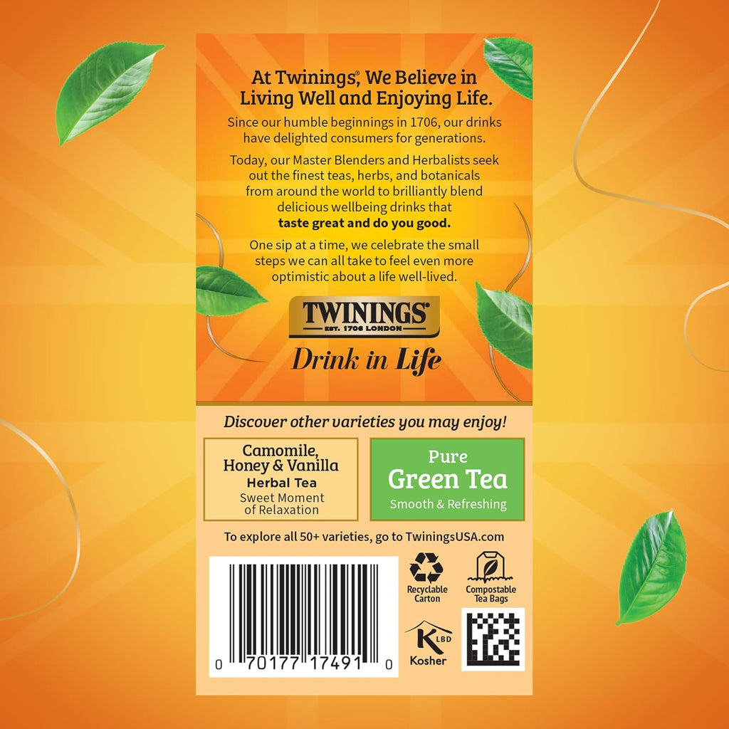 Twinings Peppermint & Creamy Vanilla Herbal Tea Individually Wrapped Bags, 20 Count (Pack of 2), Formerly Buttermint, Naturally Caffeine-Free, Enjoy Hot or Iced